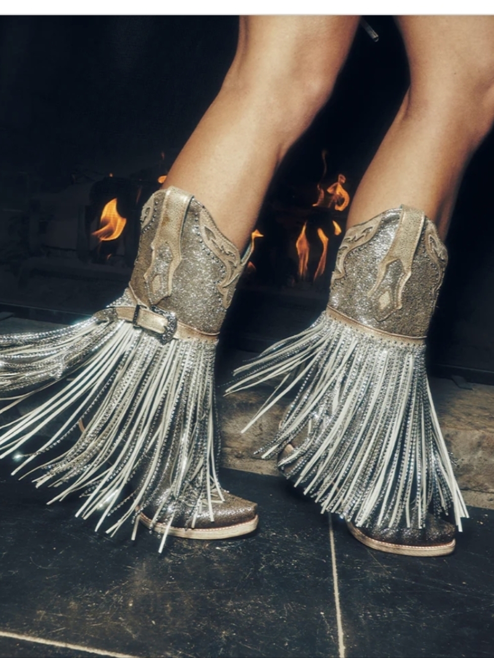Corral Cowboy Boots Style A4514 Snip Toe Harness Studs Silver Gold Finish Fringe